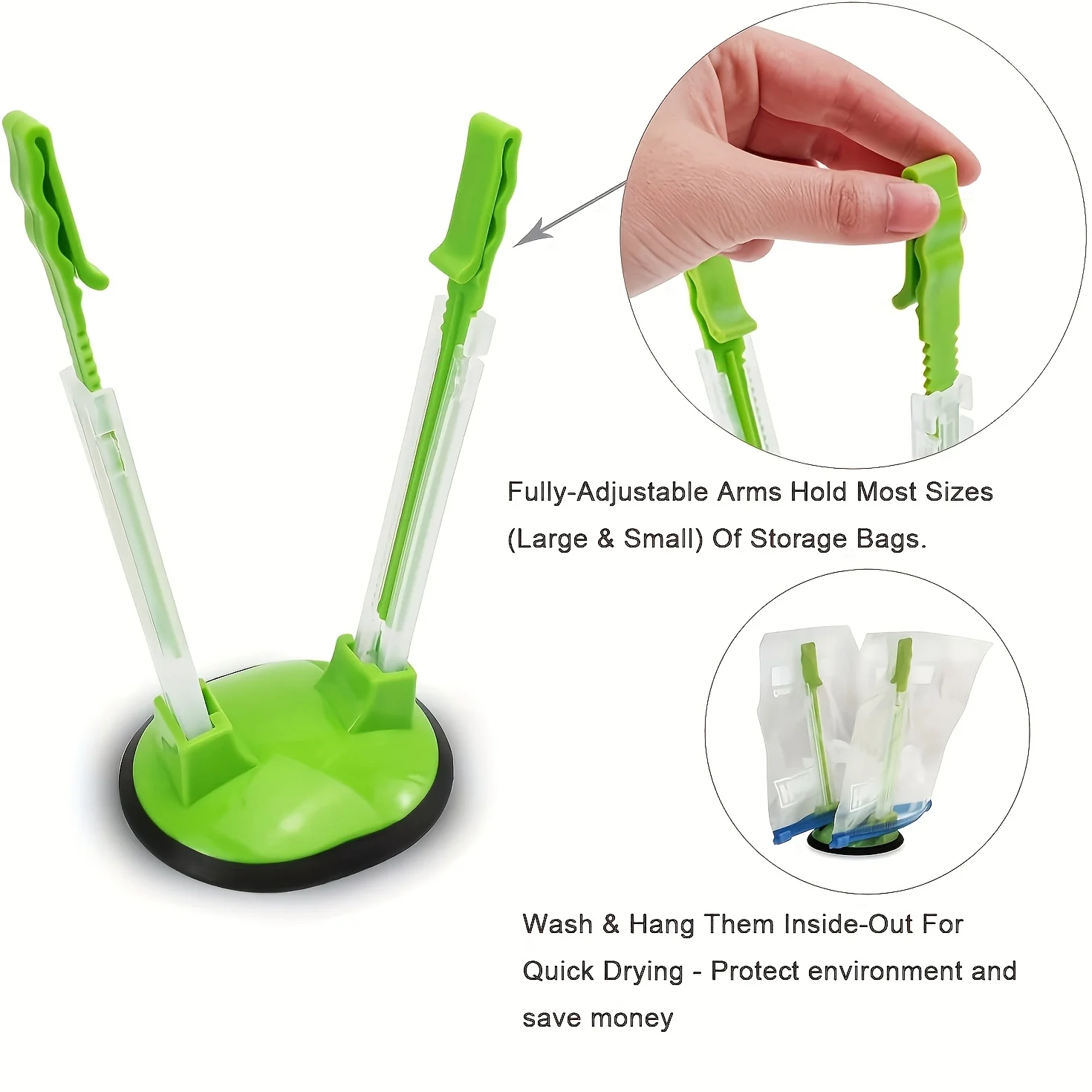 Kitchen Hand Gadgets - Zipper Bag Holder Plastic Adjustable NonSlip