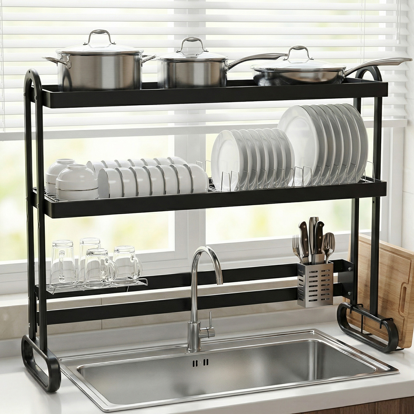 Stainless Steel Dish Drainer w - Kitchen Utensil Holder review and price