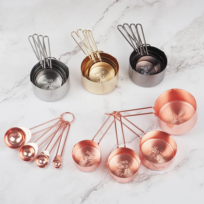 8pcs/set Rose Gold Measuring S - Kitchen Gadgets Gold review and price