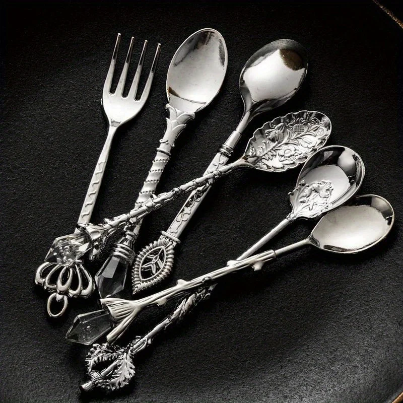 6pcs Vintage Spoons Fork Royal - Kitchen Gadgets Gold review and price