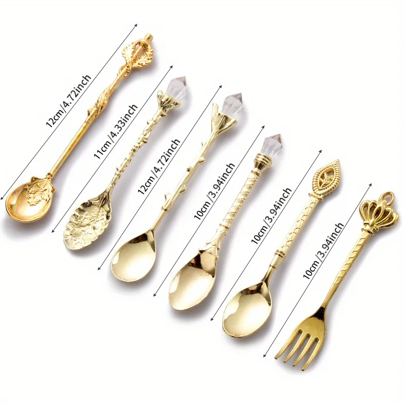 6pcs Vintage Spoons Fork Royal - Kitchen Gadgets Gold review and price