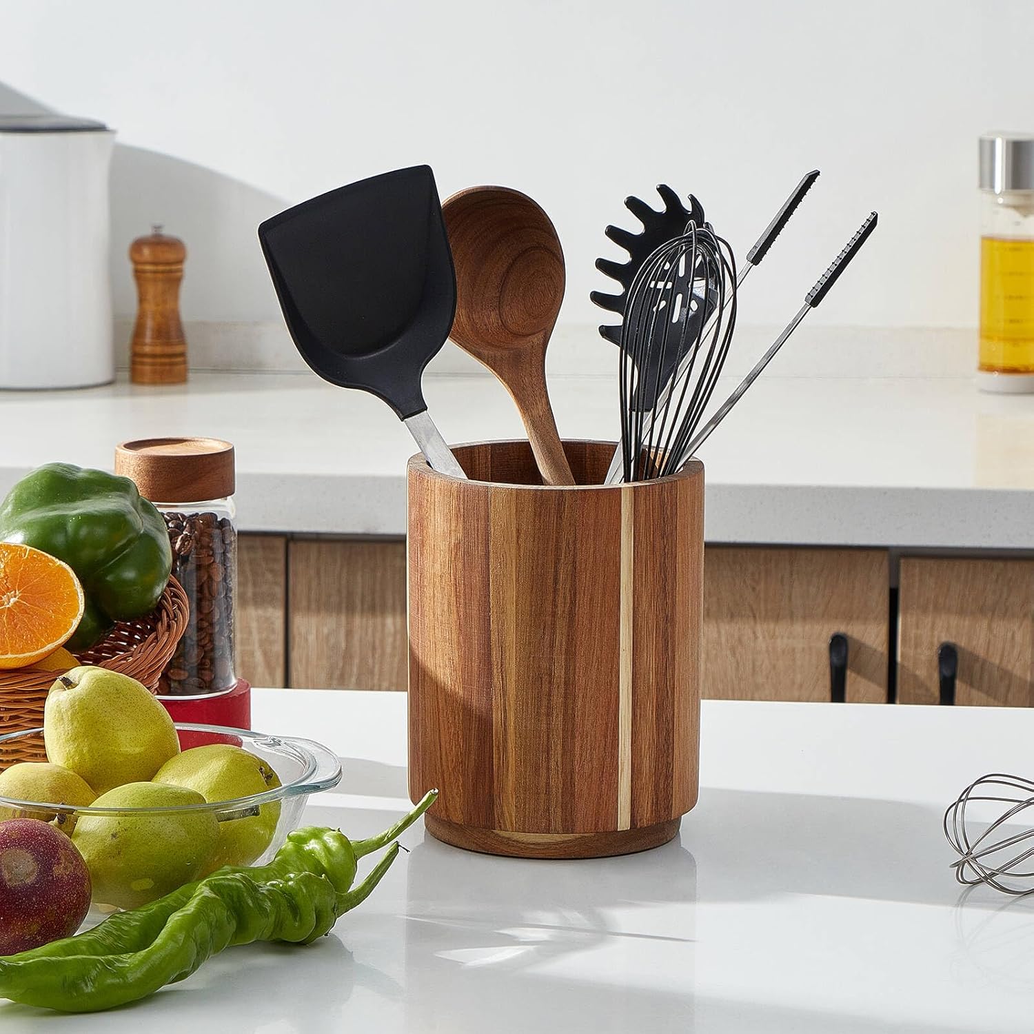 Acacia Wood Utensil Holder, 36 - Kitchen Utensil Holder review and price