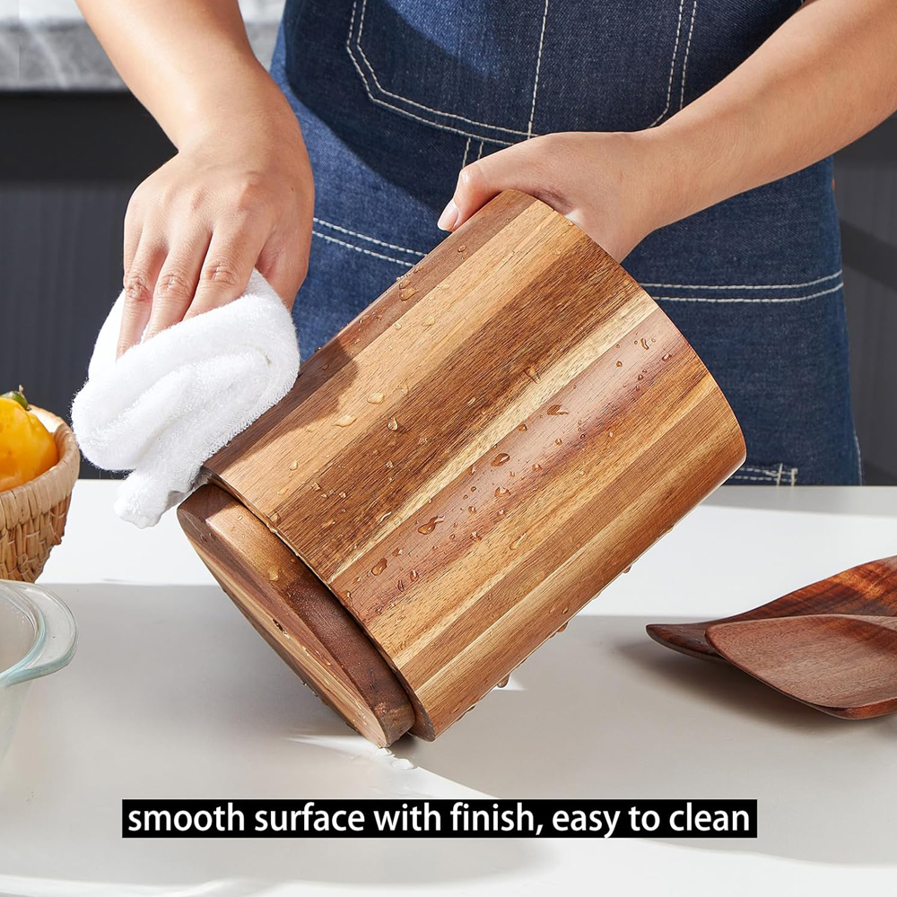 Acacia Wood Utensil Holder for - Kitchen Utensil Holder review and price