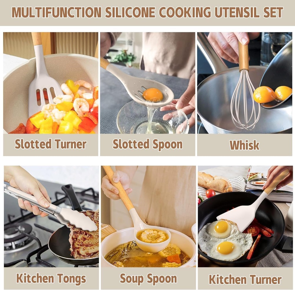 33-Piece Non-Stick Silicone Ki - Kitchen Utensil Holder review and price